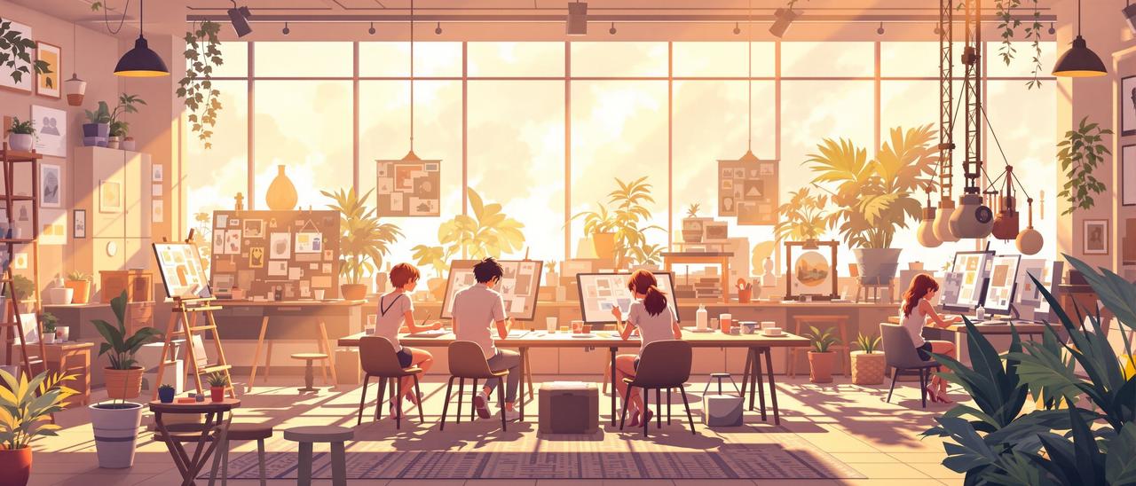 91AI短剧品牌故事 - 创意工作室场景